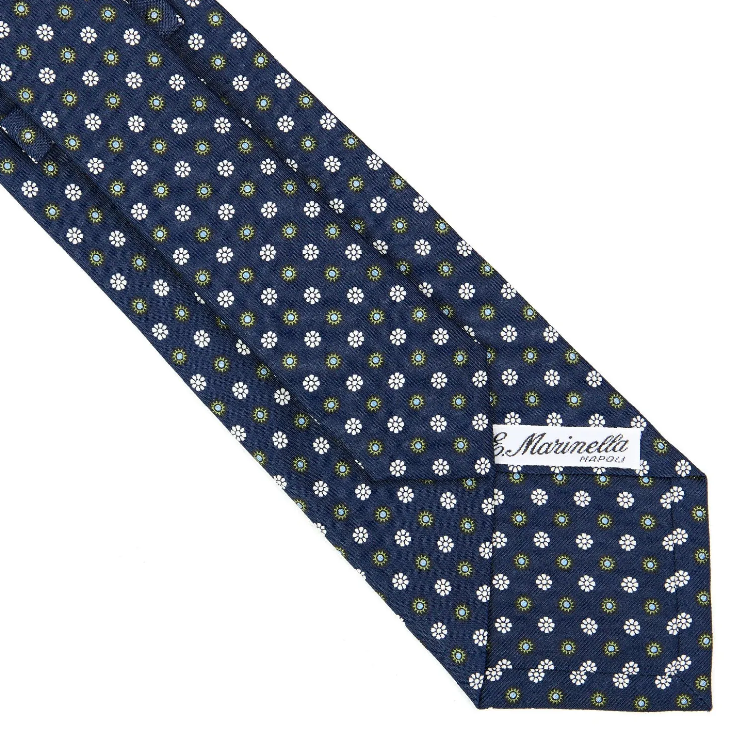 CRAVATTA SARTORIALE CLASSICA IN SETA BLU SCURO Microfantasia fiore
