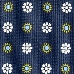 CRAVATTA SARTORIALE CLASSICA IN SETA BLU SCURO Microfantasia fiore