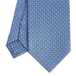 CRAVATTA SARTORIALE CLASSICA IN SETA AZZURRO POLVERE Microfantasia m geometrica