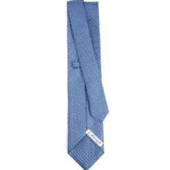 CRAVATTA SARTORIALE CLASSICA IN SETA AZZURRO POLVERE Microfantasia m geometrica