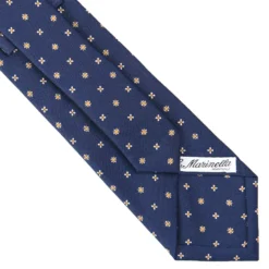 CRAVATTA SARTORIALE CLASSICA IN SETA BLU SCURO Microfantasia fiore