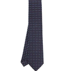 CRAVATTA SARTORIALE CLASSICA IN SETA BLU SCURO Microfantasia fiore