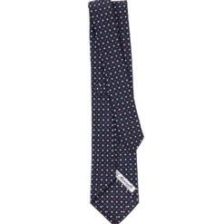 CRAVATTA SARTORIALE CLASSICA IN SETA BLU SCURO Microfantasia fiore
