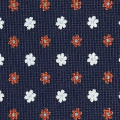 CRAVATTA SARTORIALE CLASSICA IN SETA BLU SCURO Microfantasia fiore