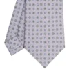 CRAVATTA SARTORIALE CLASSICA IN SETA GRIGIO CHIARO Microfantasia fiore