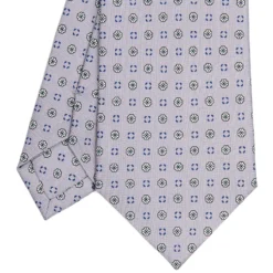 CRAVATTA SARTORIALE CLASSICA IN SETA GRIGIO CHIARO Microfantasia fiore
