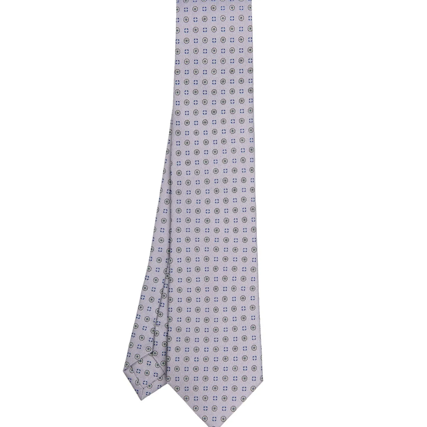 CRAVATTA SARTORIALE CLASSICA IN SETA GRIGIO CHIARO Microfantasia fiore