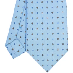 CRAVATTA SARTORIALE CLASSICA IN SETA AZZURRA Microfantasia fiore