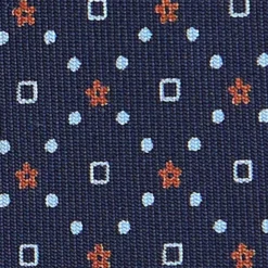 CRAVATTA SARTORIALE CLASSICA IN SETA BLU SCURO Microfantasia fiore