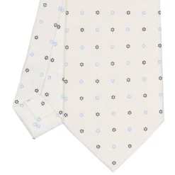 CRAVATTA SARTORIALE CLASSICA IN SETA BIANCA Microfantasia fiore