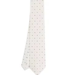 CRAVATTA SARTORIALE CLASSICA IN SETA BIANCA Microfantasia fiore