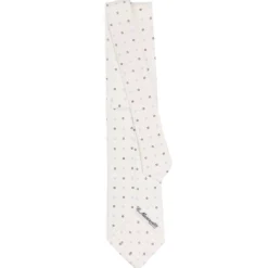 CRAVATTA SARTORIALE CLASSICA IN SETA BIANCA Microfantasia fiore