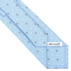 CRAVATTA SARTORIALE CLASSICA IN SETA AZZURRA Microfantasia fiore