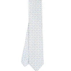 CRAVATTA SARTORIALE CLASSICA IN SETA BIANCA Microfantasia fiore