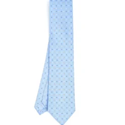 CRAVATTA SARTORIALE CLASSICA IN SETA AZZURRA Microfantasia fiore