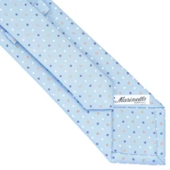 CRAVATTA SARTORIALE CLASSICA IN SETA AZZURRA Microfantasia fiore
