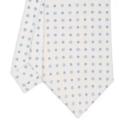 CRAVATTA SARTORIALE CLASSICA IN SETA BIANCA Microfantasia fiore