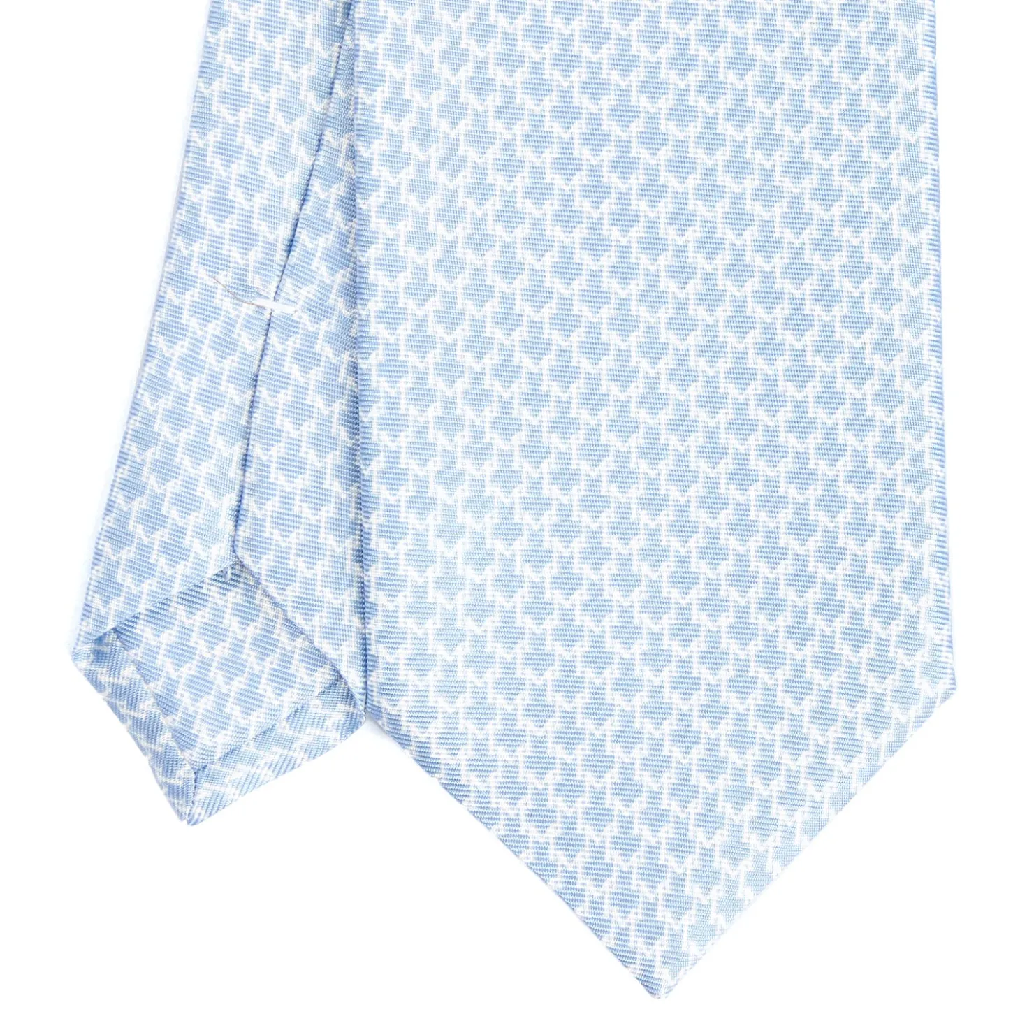 CRAVATTA SARTORIALE CLASSICA IN SETA AZZURRA Microfantasia m geometrica