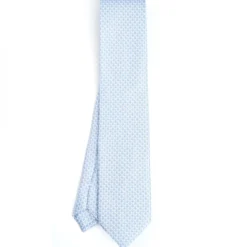 CRAVATTA SARTORIALE CLASSICA IN SETA AZZURRA Microfantasia m geometrica