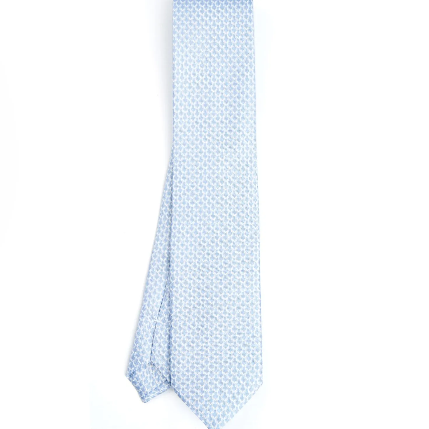 CRAVATTA SARTORIALE CLASSICA IN SETA AZZURRA Microfantasia m geometrica