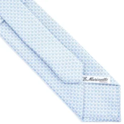 CRAVATTA SARTORIALE CLASSICA IN SETA AZZURRA Microfantasia m geometrica