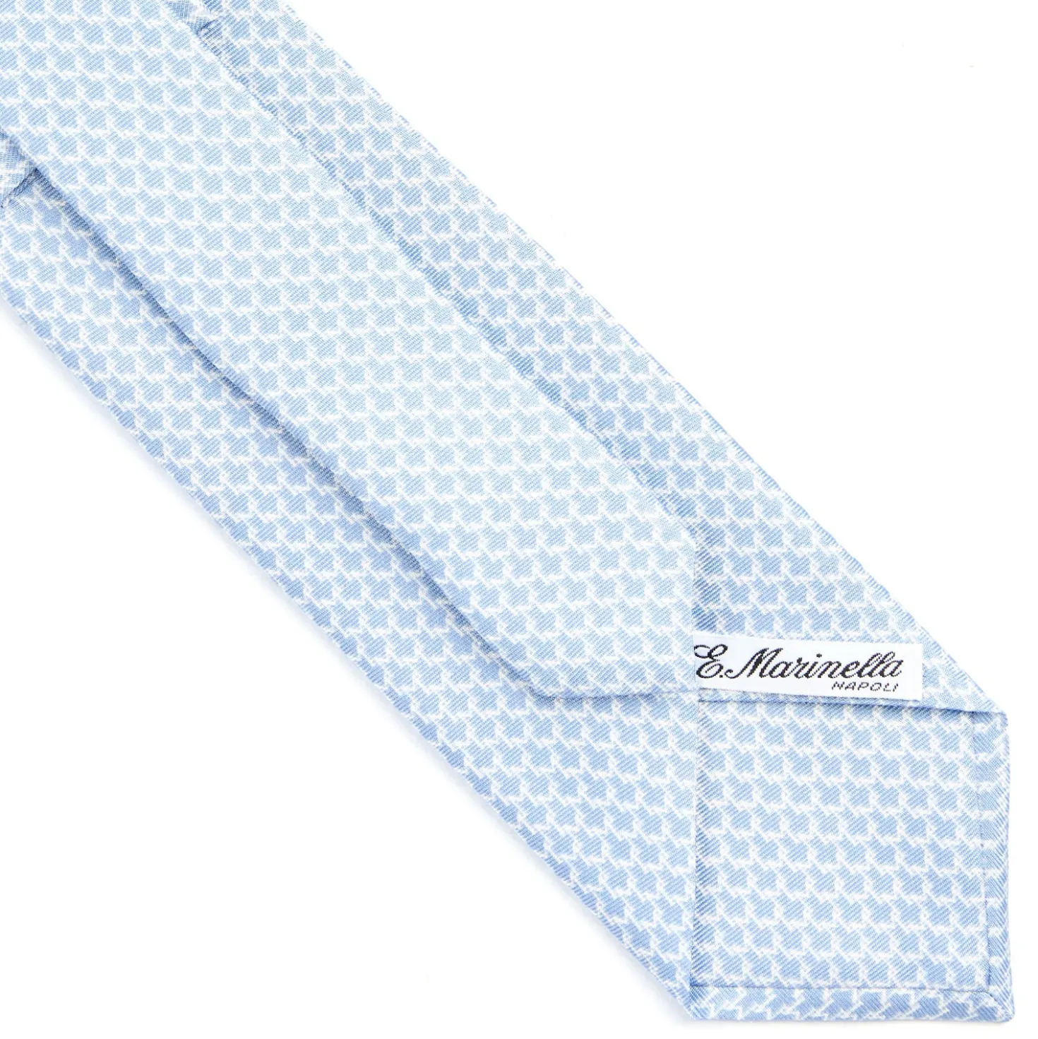 CRAVATTA SARTORIALE CLASSICA IN SETA AZZURRA Microfantasia m geometrica