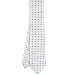 CRAVATTA SARTORIALE CLASSICA IN SETA BIANCA Microfantasia fiore