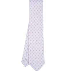 CRAVATTA SARTORIALE CLASSICA IN SETA GRIGIO CHIARO Microfantasia fiore