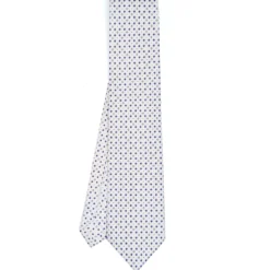 CRAVATTA SARTORIALE CLASSICA IN SETA BIANCA Microfantasia fiore