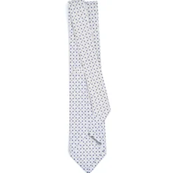 CRAVATTA SARTORIALE CLASSICA IN SETA BIANCA Microfantasia fiore
