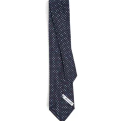 CRAVATTA SARTORIALE CLASSICA IN SETA BLU SCURO Microfantasia fiore
