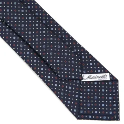 CRAVATTA SARTORIALE CLASSICA IN SETA BLU SCURO Microfantasia fiore