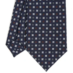 CRAVATTA SARTORIALE CLASSICA IN SETA BLU SCURO Microfantasia fiore