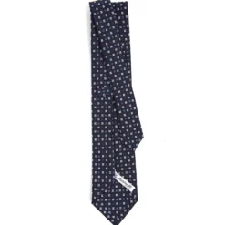 CRAVATTA SARTORIALE CLASSICA IN SETA BLU SCURO Microfantasia fiore