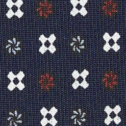 CRAVATTA SARTORIALE CLASSICA IN SETA BLU SCURO Microfantasia fiore