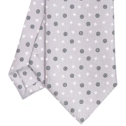 CRAVATTA SARTORIALE CLASSICA IN SETA GRIGIO CHIARO Microfantasia fiore