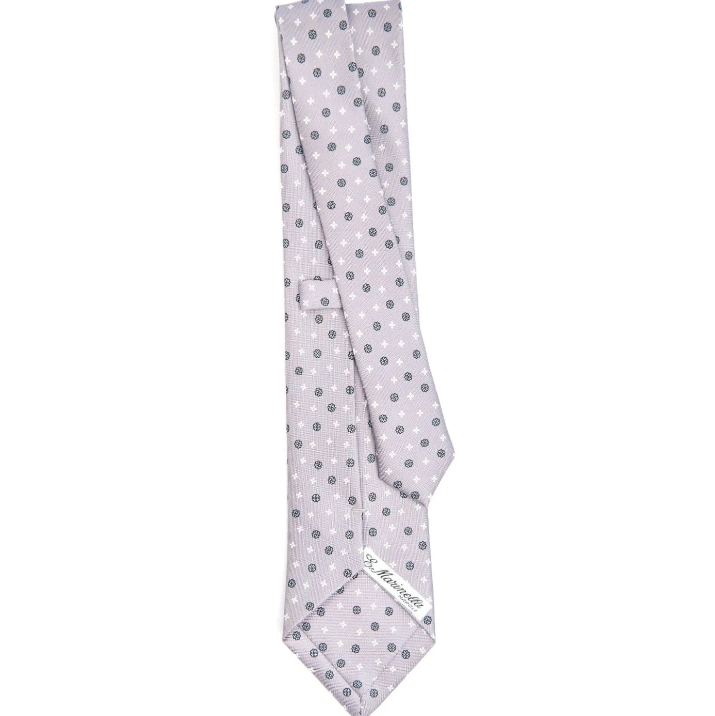 CRAVATTA SARTORIALE CLASSICA IN SETA GRIGIO CHIARO Microfantasia fiore