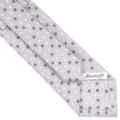 CRAVATTA SARTORIALE CLASSICA IN SETA GRIGIO CHIARO Microfantasia fiore