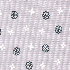 CRAVATTA SARTORIALE CLASSICA IN SETA GRIGIO CHIARO Microfantasia fiore