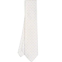 CRAVATTA SARTORIALE CLASSICA IN SETA BIANCA Microfantasia fiore