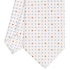 CRAVATTA SARTORIALE CLASSICA IN SETA BIANCA Microfantasia fiore