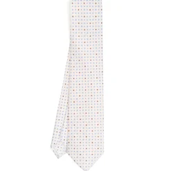 CRAVATTA SARTORIALE CLASSICA IN SETA BIANCA Microfantasia fiore