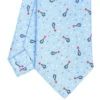 CRAVATTA SARTORIALE CLASSICA IN SETA AZZURRA Disegno natalizio