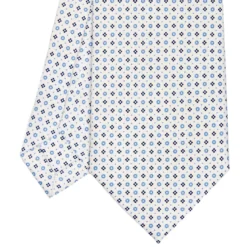 CRAVATTA SARTORIALE CLASSICA IN SETA BIANCA Microfantasia fiore