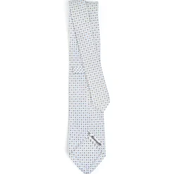 CRAVATTA SARTORIALE CLASSICA IN SETA BIANCA Microfantasia fiore