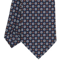 CRAVATTA SARTORIALE CLASSICA IN SETA BLU SCURO Microfantasia fiore