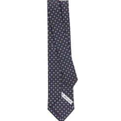 CRAVATTA SARTORIALE CLASSICA IN SETA BLU SCURO Microfantasia fiore