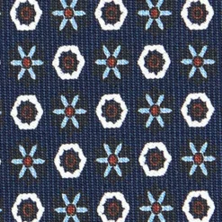 CRAVATTA SARTORIALE CLASSICA IN SETA BLU SCURO Microfantasia fiore