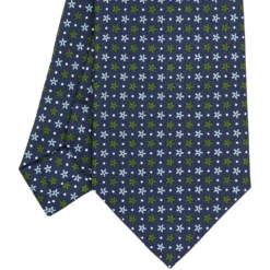 CRAVATTA SARTORIALE CLASSICA IN SETA BLU SCURO Microfantasia fiore