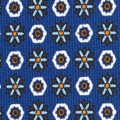 CRAVATTA SARTORIALE CLASSICA IN SETA BLU Microfantasia fiore